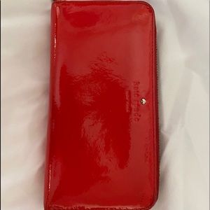 Kate Spade Red Patent Zip Around Wallet